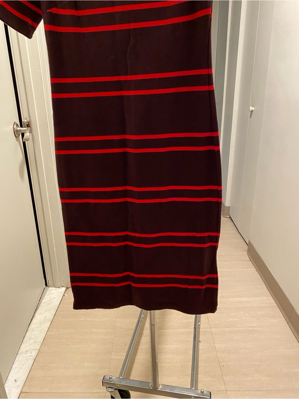 Old Navy Striped Midi Knit Dress in Red and Dark Brown - Picture 4 of 11